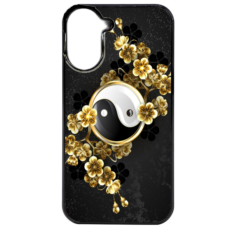Coque noire taperso pour Redmi A5 4G avec motif yin yang et fleur protection antichoc personnalisée