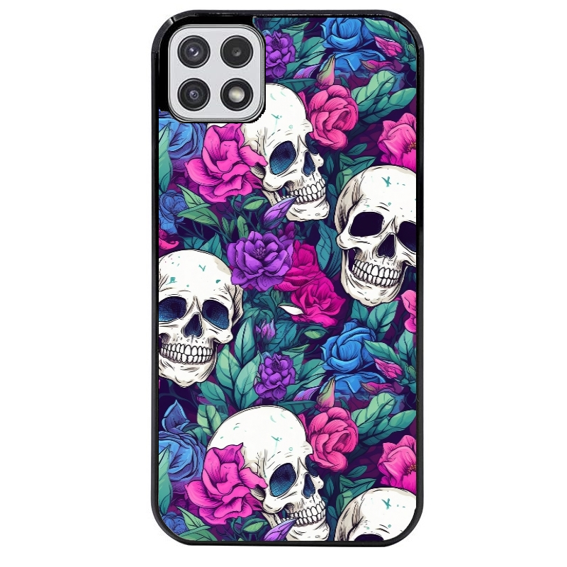 Coque noire taperso pour galaxy A22 A32 A52 A52S 4G 5G  avec motif tete de mort violet protection antichoc personnalisée