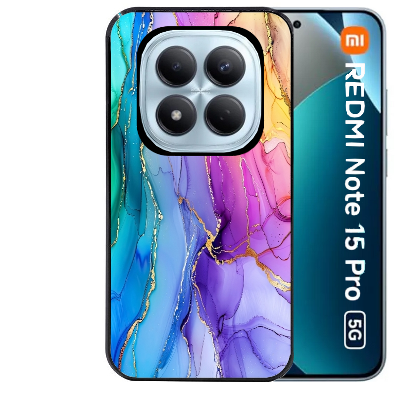 Coque noire taperso pour Redmi Note 15 et PRO PLUS 4G 5G avec motif marbre tie dye protection antichoc personnalisée