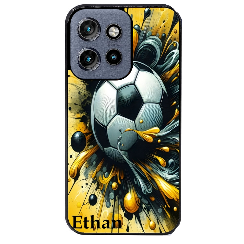 Coque noire taperso pour Moto Edge 60 et Neo Fusion Pro avec motif football personnalisee protection antichoc personnalisée