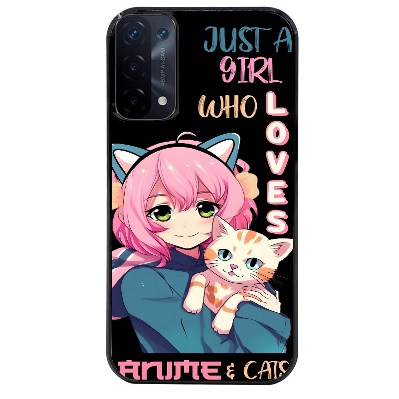 Coque noire taperso pour OPPO A54 et A74 5G avec motif anime et chat protection antichoc personnalisée