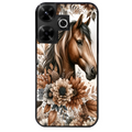 Coque noire taperso pour POCO M6 4G avec motif cheval automne protection antichoc personnalisée