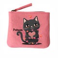 Porte monnaie personnalisé chat coeur en feutrine en feutrine