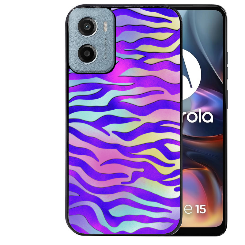 Coque noire taperso pour Moto E13 E14 E15 avec motif zebre color protection antichoc personnalisée