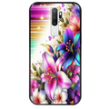 Coque noire taperso pour OPPO A5 A9 2020 avec motif fleur fluo protection antichoc personnalisée