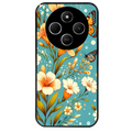 Coque noire taperso pour POCO C75 avec motif fleur orange protection antichoc personnalisée