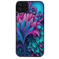 Coque noire taperso pour galaxy A22 A32 A52 A52S 4G 5G  avec motif tropical violet et des fleurs protection antichoc personnalisée