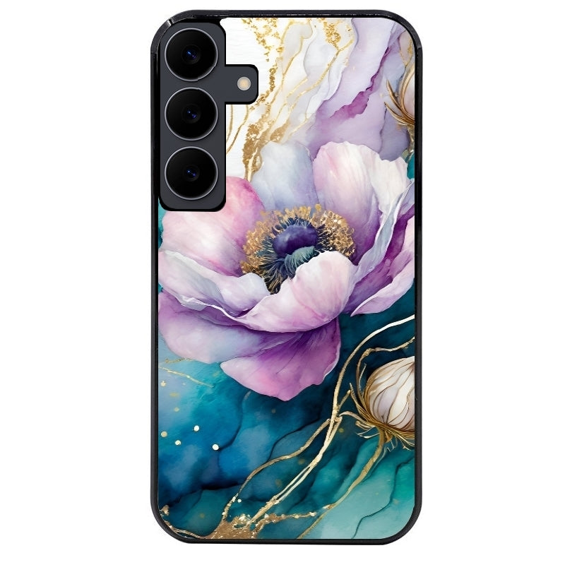 Coque noire taperso pour galaxy A06 A16 A26 A36 A56 avec motif marbre fleur protection antichoc personnalisée
