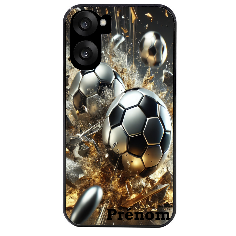 Coque noire taperso pour OnePlus Nord CE5 avec motif foot metal personnalisee protection antichoc personnalisée
