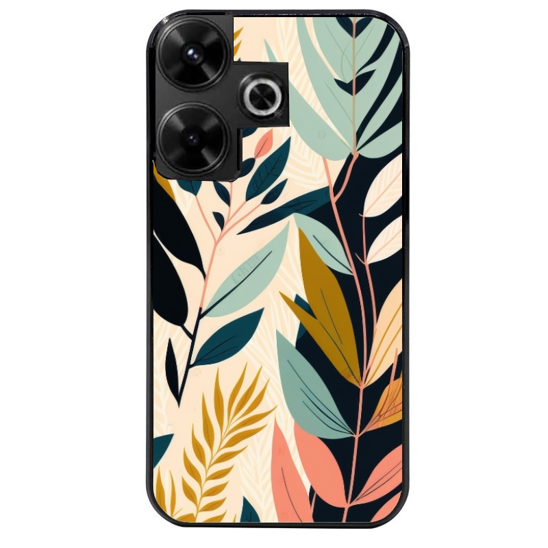 Coque noire taperso pour POCO M6 4G avec motif vintage et fleur protection antichoc personnalisée
