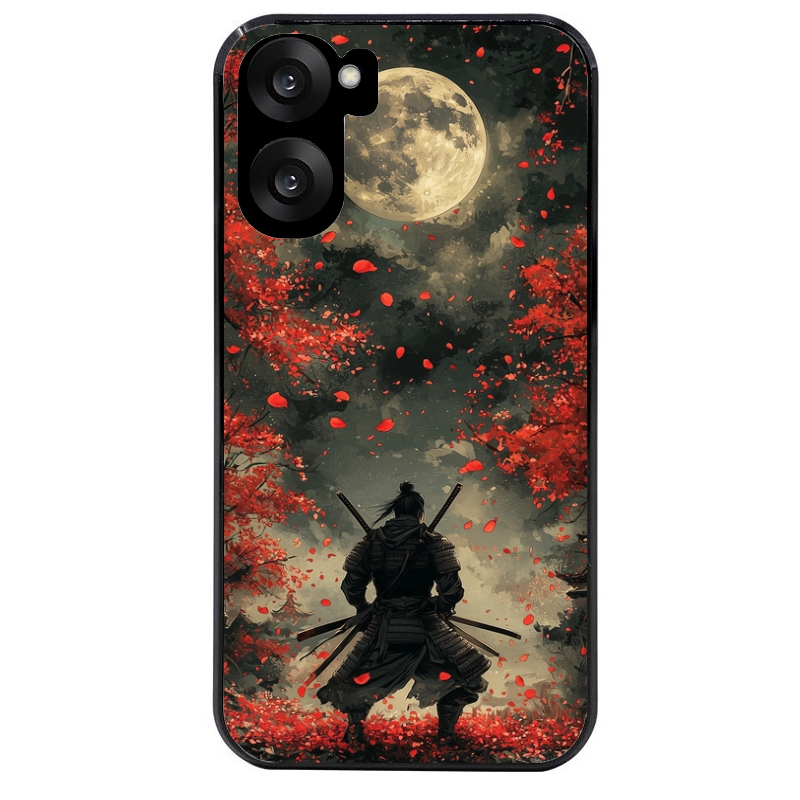 Coque noire taperso pour OnePlus Nord CE5 avec motif samourai et katana protection antichoc personnalisée