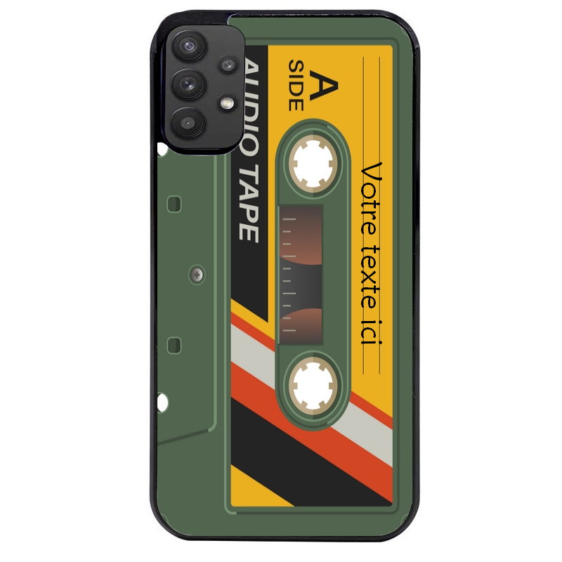 Coque noire taperso pour galaxy A22 A32 A52 A52S 4G 5G  personnalisable avec motif cassette kaki protection antichoc personnalisée