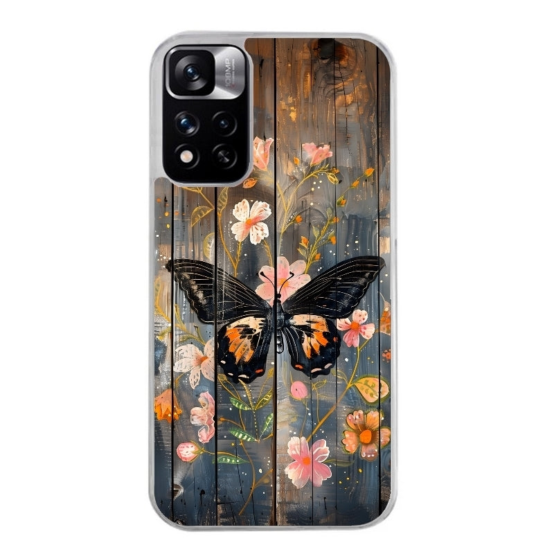 Coque taperso pour Redmi Note 10 4G 5G PRO 10S avec motif bois et papillon 2 protection antichoc personnalisée