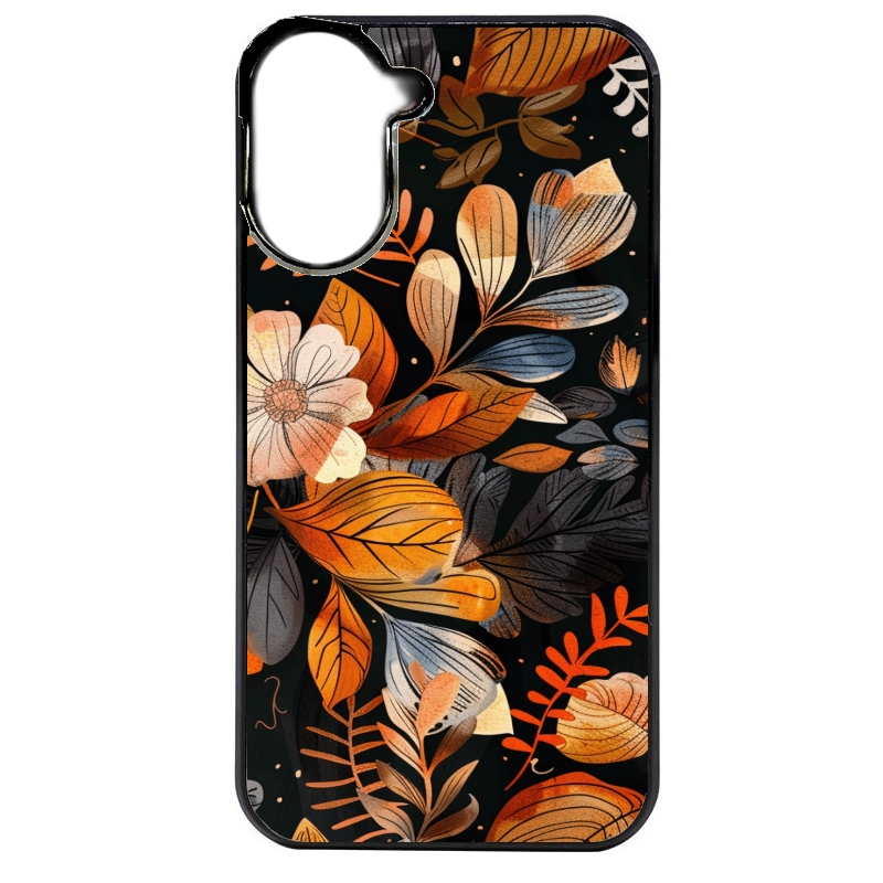 Coque noire taperso pour POCO C71 4G avec motif fleur automne protection antichoc personnalisée