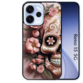 Coque noire taperso pour OPPO Reno 15 et F FS 5G avec motif tete de mort calavera rose protection antichoc personnalisée