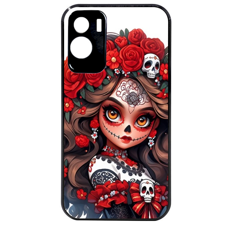 Coque noire taperso pour Honor 70 LITE 90 et LITE avec motif tete de mort calavera rouge protection antichoc personnalisée
