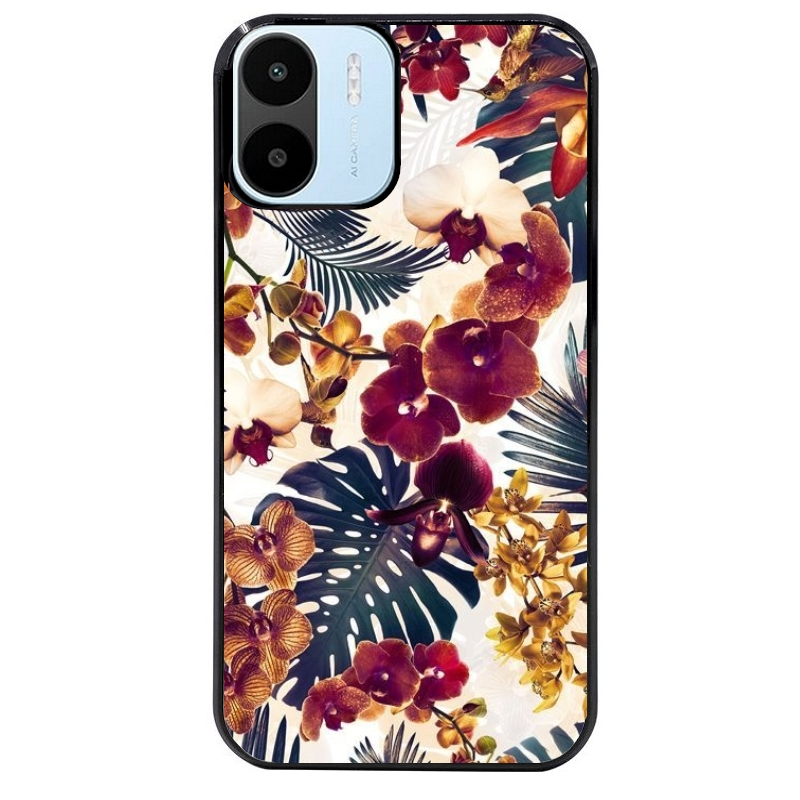 Coque noire taperso pour Redmi A1 et A2 avec motif jungle couleurs d'automne protection antichoc personnalisée