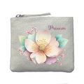 Porte monnaie personnalisé fleur pastel ivoire en feutrine en feutrine ivoire