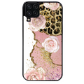 Coque noire taperso pour galaxy A22 A32 A52 A52S 4G 5G  avec motif marbre fleur leopard protection antichoc personnalisée