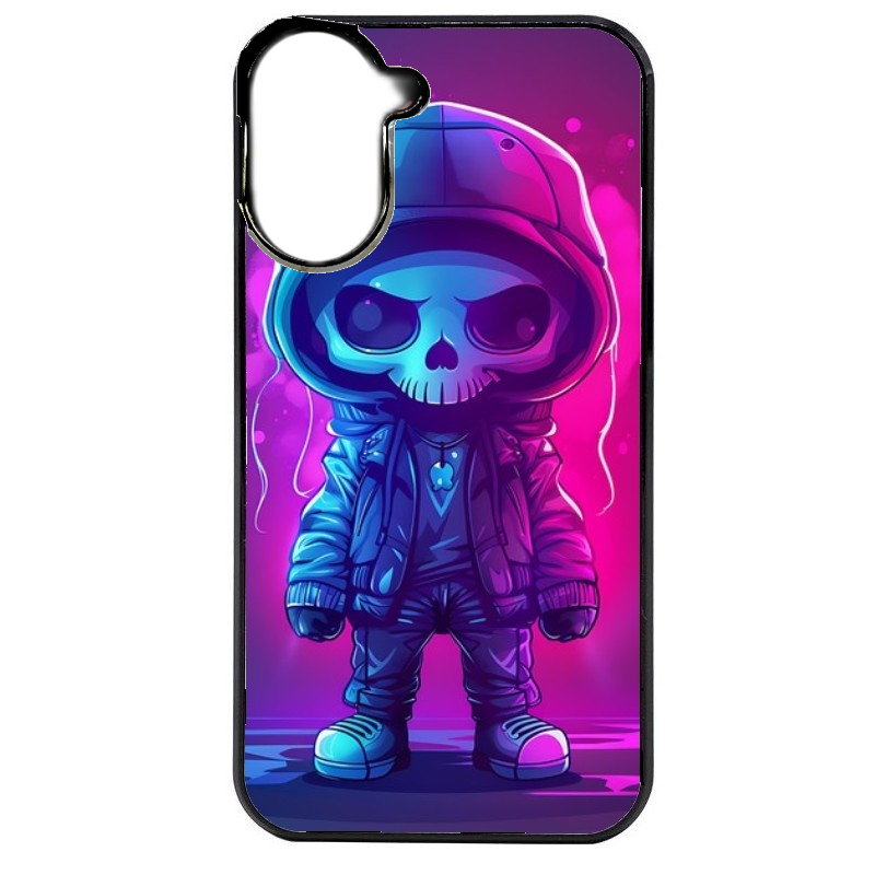 Coque noire taperso pour Redmi A5 4G avec motif tete de mort skull fluo protection antichoc personnalisée