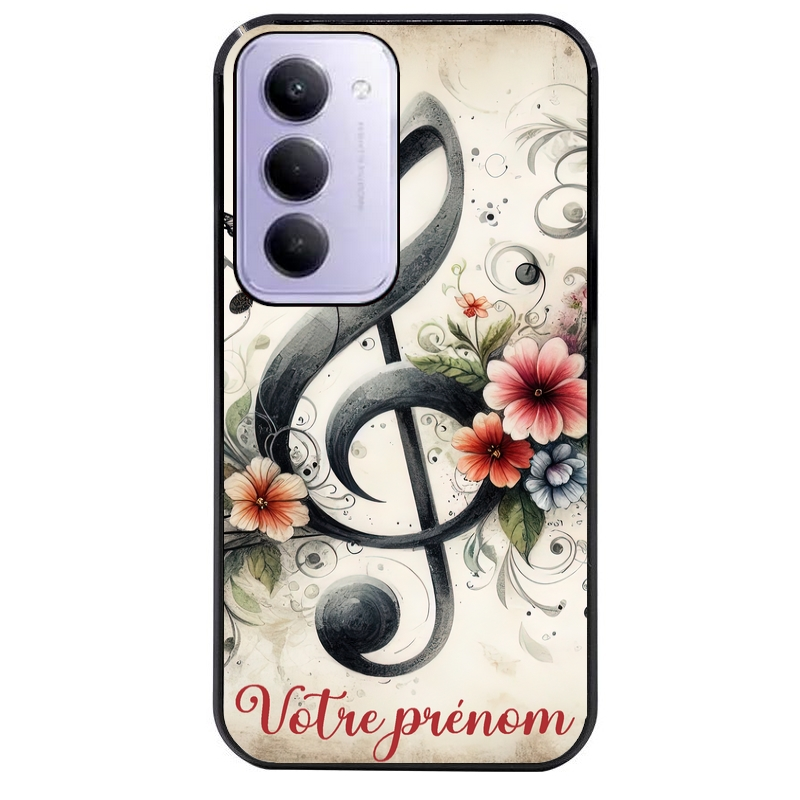 Coque noire taperso pour Redmi 15 4G et 5G avec motif musique cle sol personnalisee protection antichoc personnalisée