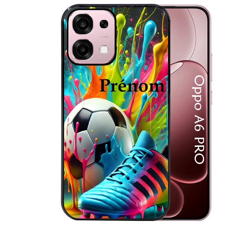 Coque noire taperso pour OPPO A6 PRO 4G et 5G avec motif foot color personnalisee protection antichoc personnalisée