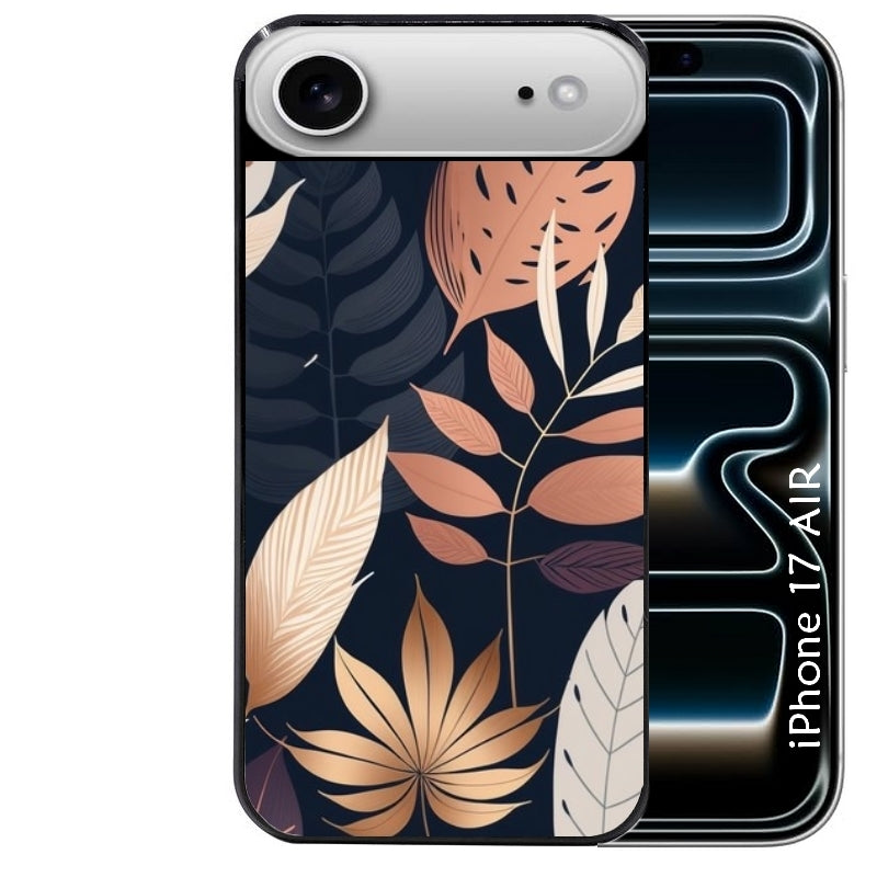 Coque noire taperso pour Iphone 17 17E AIR MAX PRO avec motif jungle et feuilles protection antichoc personnalisée