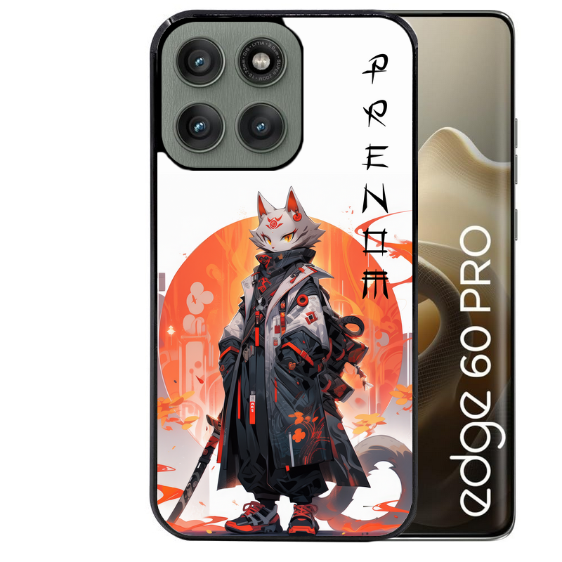 Coque noire taperso pour Moto Edge 60 et Neo Fusion Pro avec motif anime chat japan personnalise protection antichoc personnalisée
