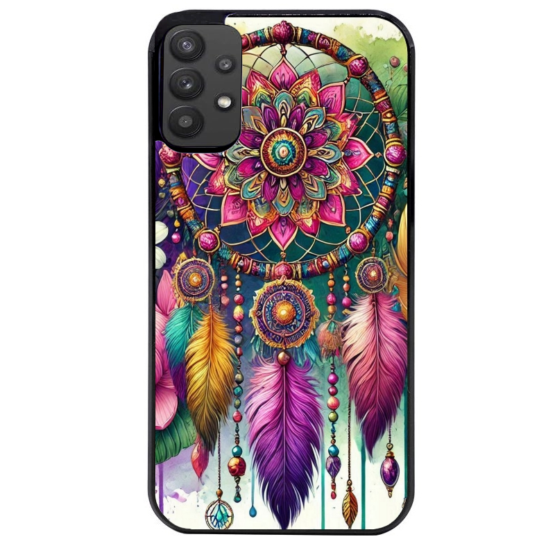 Coque noire taperso pour galaxy A22 A32 A52 A52S 4G 5G  avec motif dreamcatcher et mandala protection antichoc personnalisée