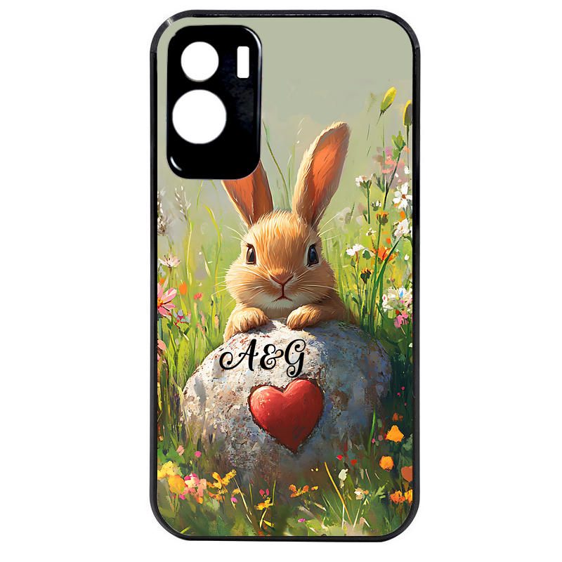 Coque noire taperso pour Honor 70 LITE 90 et LITE avec motif lapin et fleurs personnalisee protection antichoc personnalisée