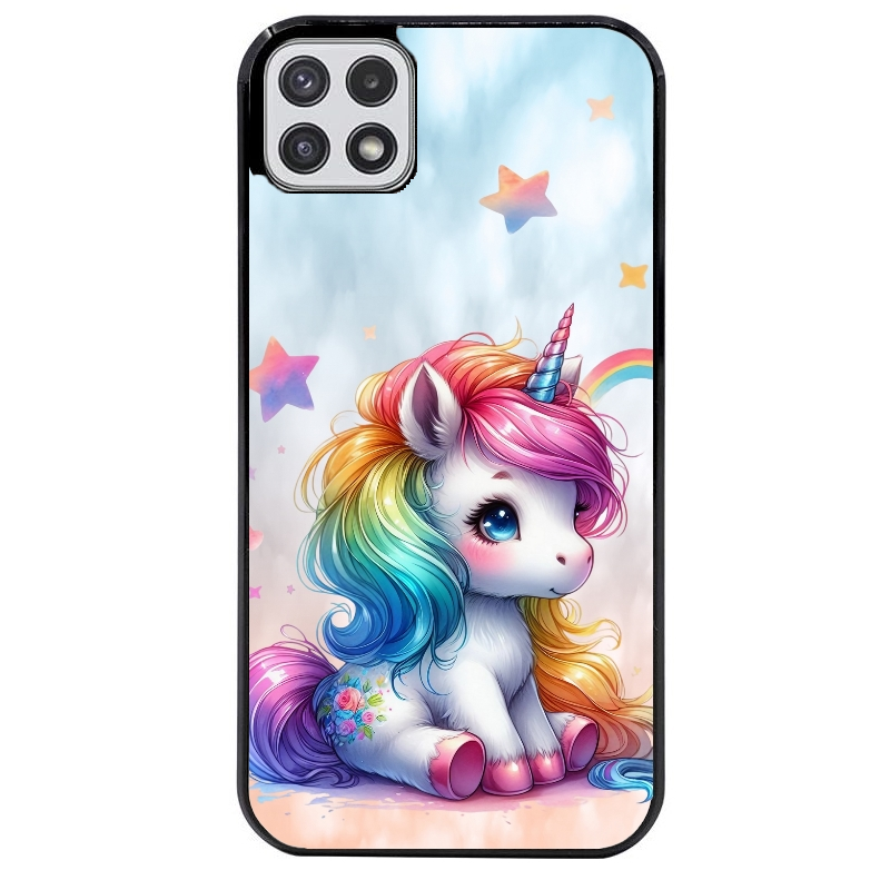 Coque noire taperso pour galaxy A22 A32 A52 A52S 4G 5G  avec motif licorne et etoiles protection antichoc personnalisée