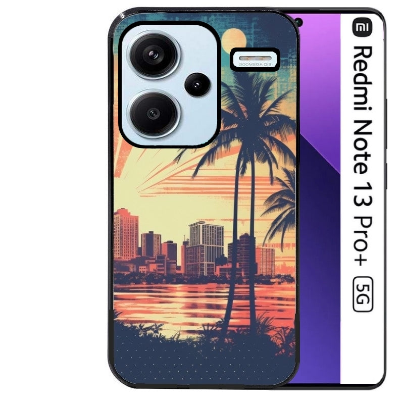 Coque noire taperso pour Redmi Note 13 PRO PLUS 5G avec motif hawaii retro protection antichoc personnalisée
