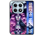 Coque noire taperso pour Redmi Note 15 et PRO PLUS 4G 5G avec motif tete de mort calavera et corbeau protection antichoc personnalisée
