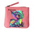 Porte monnaie personnalisé dino fluo en feutrine en feutrine
