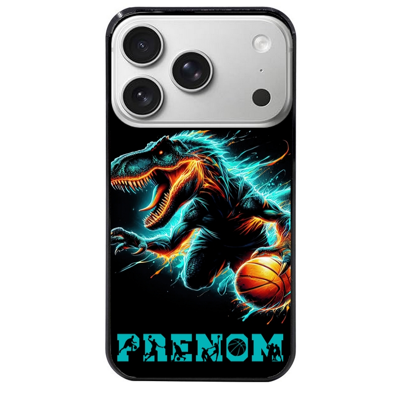 Coque noire taperso pour Iphone 17 17E AIR MAX PRO avec motif basket et dino personnalisee protection antichoc personnalisée