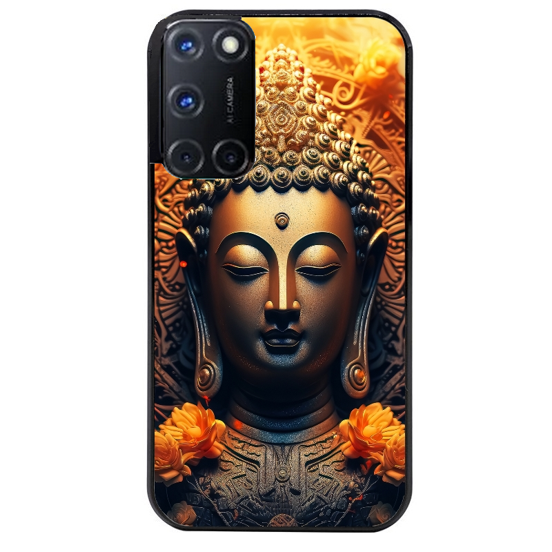 Coque noire taperso pour OPPO Reno 8 LITE avec motif bouddha et fleur protection antichoc personnalisée