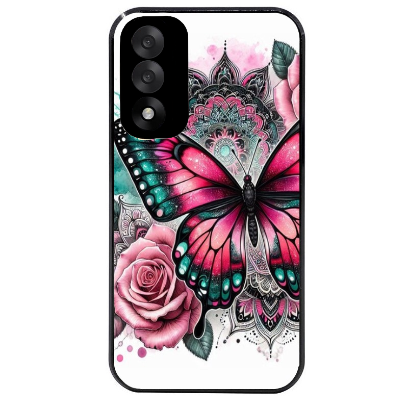 Coque noire taperso pour OnePlus Nord 5 avec motif papillon rose protection antichoc personnalisée
