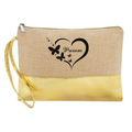 Pochette coeur et papillon personnalisée en jute et doré en jute et doré
