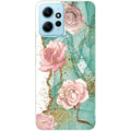Coque taperso pour POCO X5 5G avec motif marbre fleur turquoise protection antichoc personnalisée