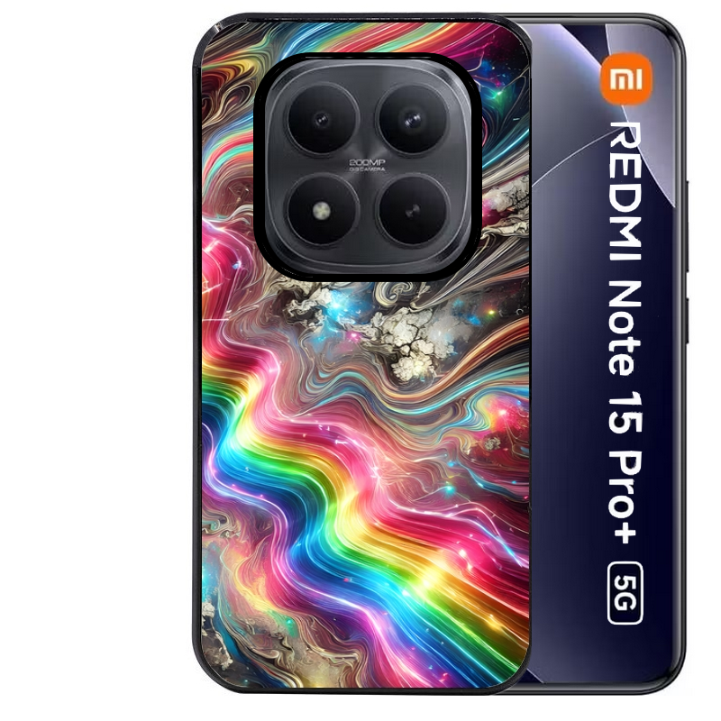 Coque noire taperso pour Redmi Note 15 et PRO PLUS 4G 5G avec motif marbre arc en ciel protection antichoc personnalisée