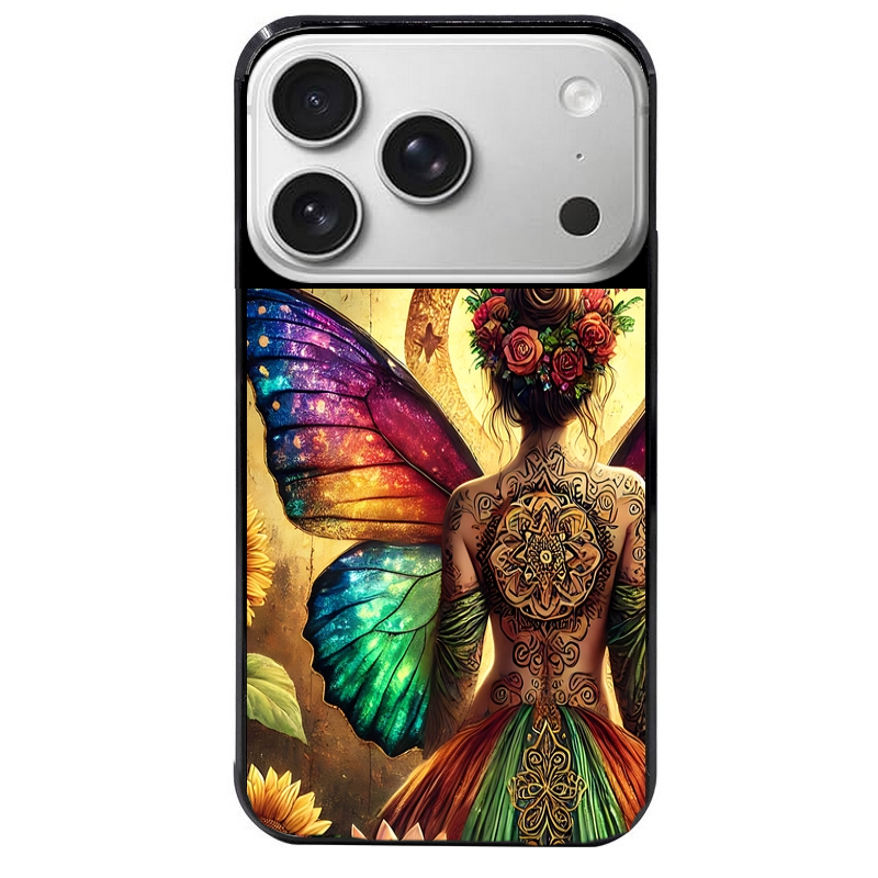 Coque noire taperso pour Iphone 17 17E AIR MAX PRO avec motif fee et fleurs protection antichoc personnalisée