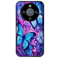 Coque noire taperso pour Honor X9A avec motif papillon violet uv protection antichoc personnalisée