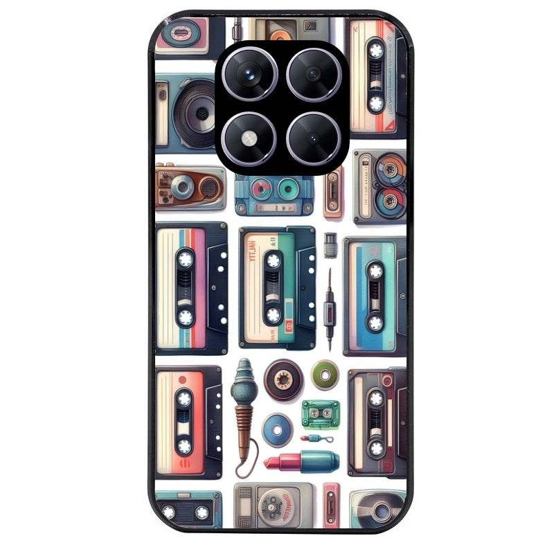 Coque noire taperso pour Redmi Note 14 et PRO PLUS 4G 5G avec motif cassette multi protection antichoc personnalisée