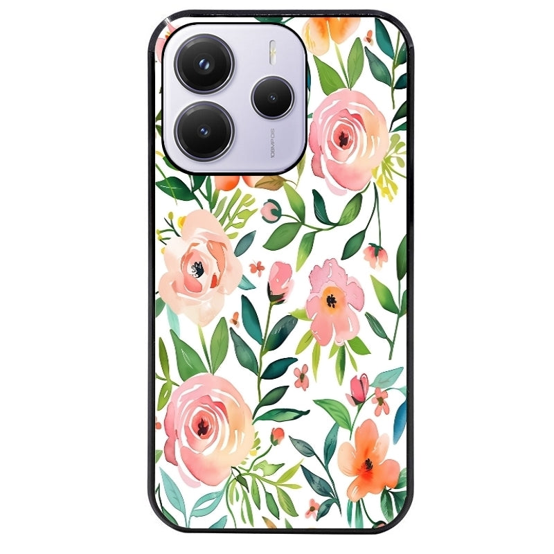 Coque noire taperso pour Redmi Note 14 et PRO PLUS 4G 5G avec motif fleur des champs protection antichoc personnalisée