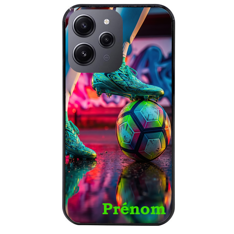 Coque noire taperso pour Redmi 12 4G et 5G avec motif foot controle personnalisee protection antichoc personnalisée