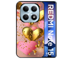 Coque noire taperso pour Redmi Note 15 et PRO PLUS 4G 5G avec motif coeur rose protection antichoc personnalisée