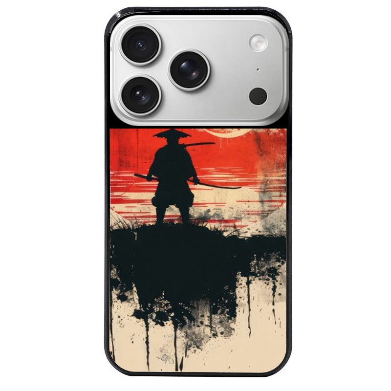 Coque noire taperso pour Iphone 17 17E AIR MAX PRO avec motif samourai rouge protection antichoc personnalisée