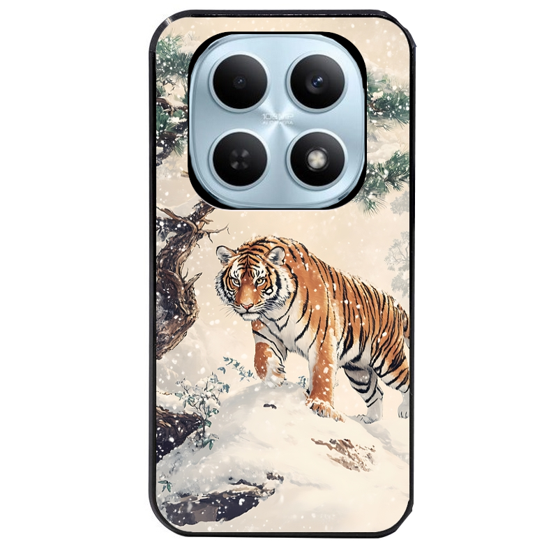 Coque noire taperso pour POCO M8 5G et PRO 5G avec motif tigre bonzai protection antichoc personnalisée