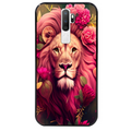 Coque noire taperso pour OPPO A5 A9 2020 avec motif lion et fleurs rose protection antichoc personnalisée