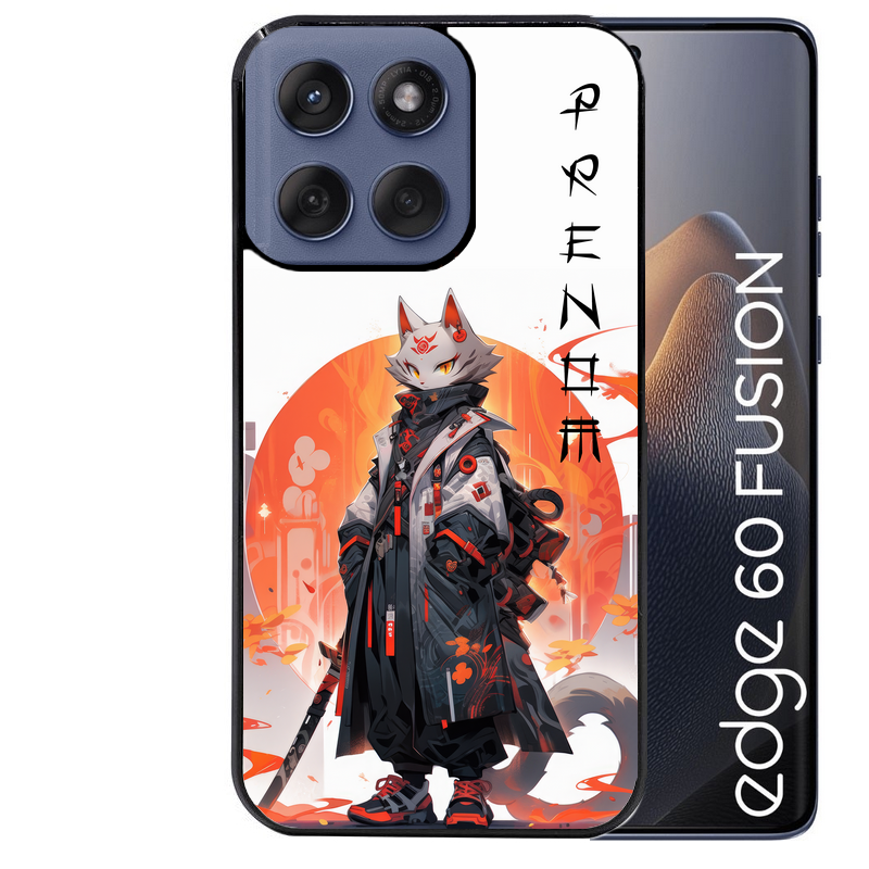 Coque noire taperso pour Moto Edge 60 et Neo Fusion Pro avec motif anime chat japan personnalise protection antichoc personnalisée